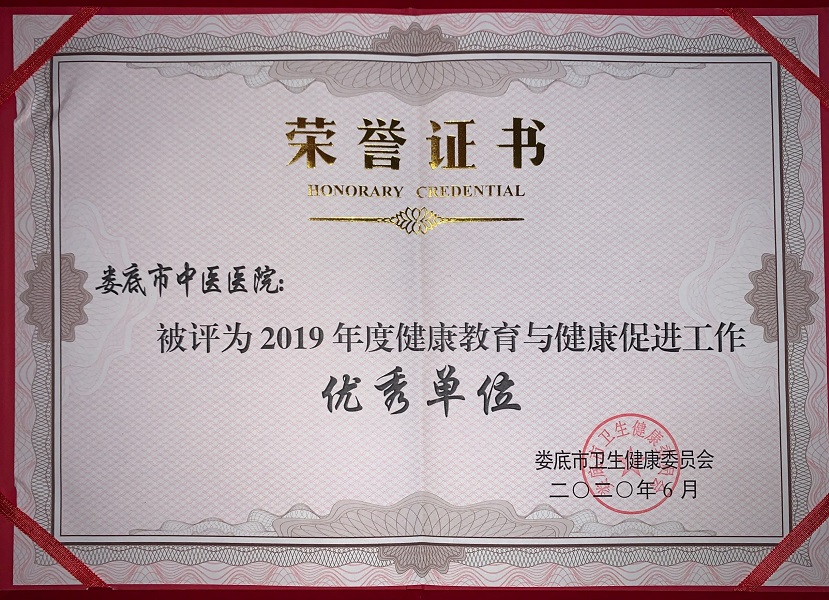 2019年度健康教育与健康促进工作优秀单位